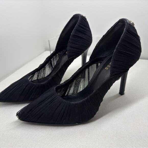 GUESS Black Mesh Pointed Toe Stiletto Heels Evening Party Shoes - Picture 1 of 6